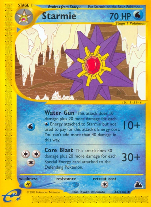 Starmie Pokémon card from Skyridge, number 44 (Standard print)