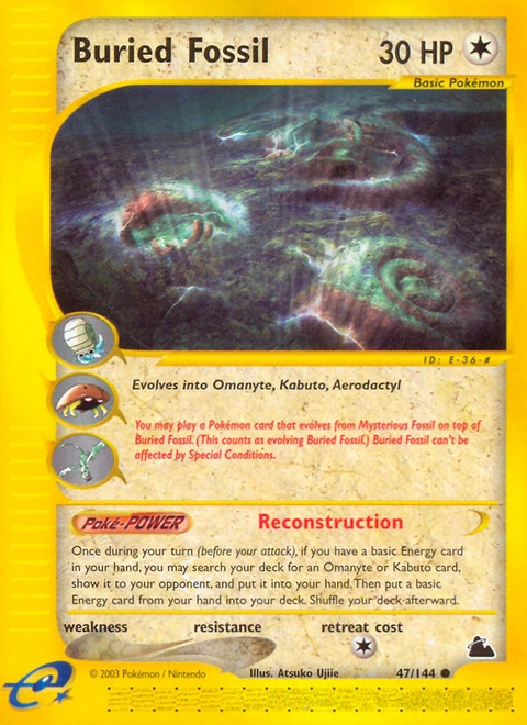Buried Fossil Pokémon card from Skyridge, number 47 (Standard print)