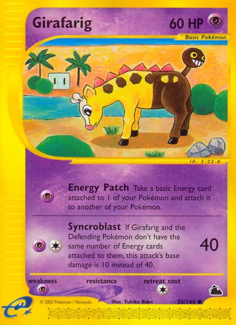 Girafarig Pokémon card from Skyridge, number 58 (Standard print)