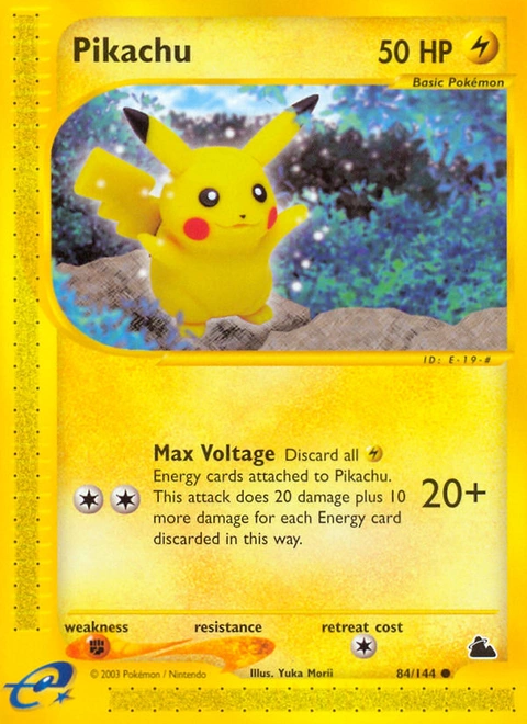Pikachu Pokémon card from Skyridge, number 84 (Standard print)