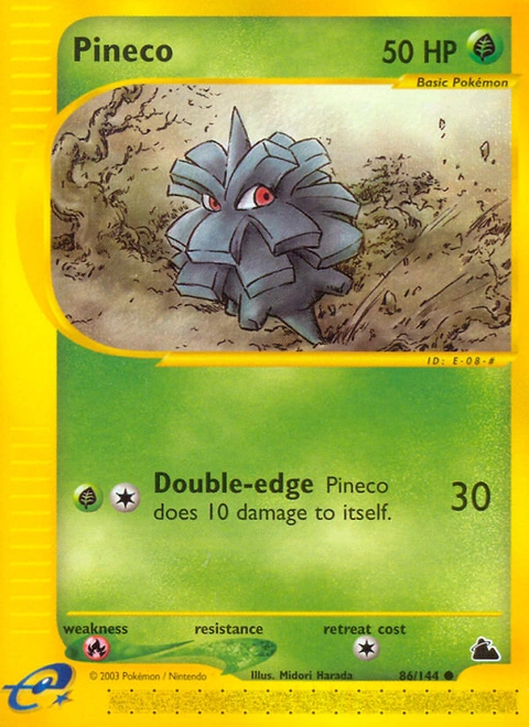 Pineco Pokémon card from Skyridge, number 86 (Standard print)