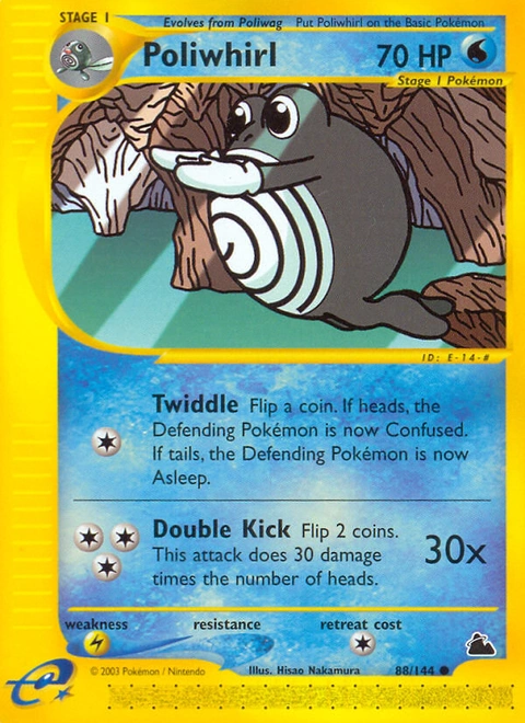 Poliwhirl Pokémon card from Skyridge, number 88 (Standard print)