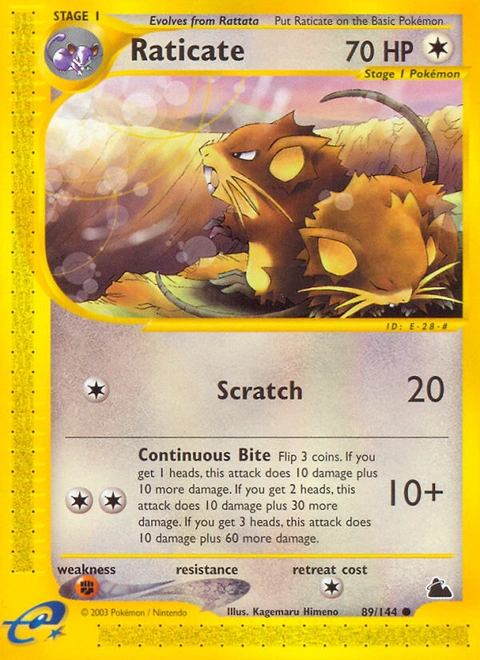 Raticate Pokémon card from Skyridge, number 89 (Standard print)