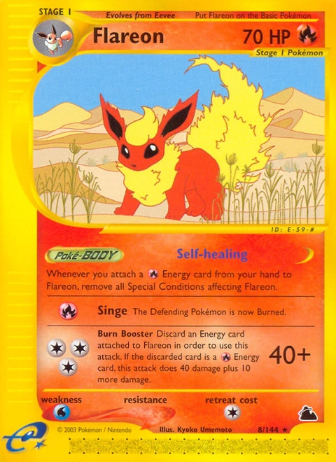 Flareon Pokémon card from Skyridge, number 8 (Standard print)