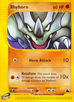 Rhyhorn Pokémon card, number 91