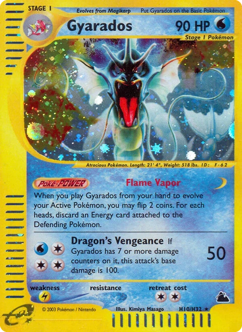 Gyarados Pokémon card from Skyridge, number H10 (Holo print)
