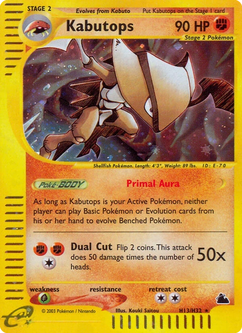 Kabutops Pokémon card from Skyridge, number H13 (Holo print)