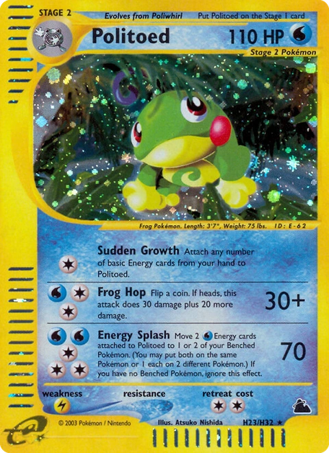 Politoed Pokémon card from Skyridge, number H23 (Holo print)