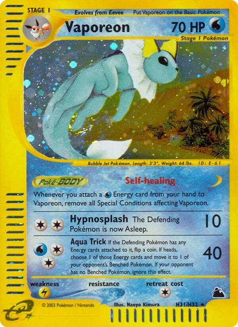 Vaporeon Pokémon card from Skyridge, number H31 (Holo print)