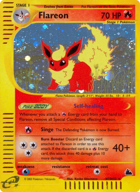 Flareon Pokémon card from Skyridge, number H7 (Holo print)