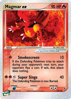Magmar ex Pokémon card, number 100