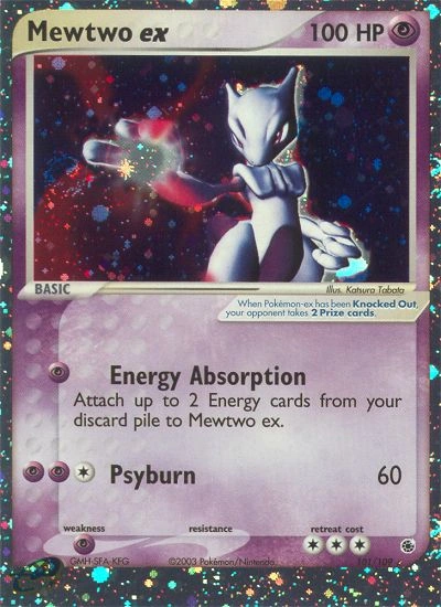 Mewtwo ex Pokémon card from Ruby & Sapphire, number 101 (Holo print)