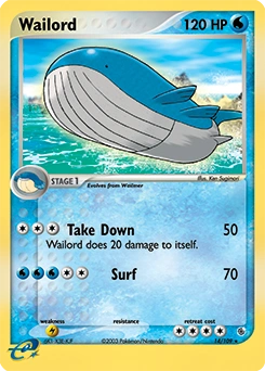 Wailord Pokémon card, number 14