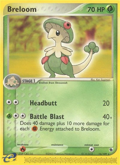 Breloom Pokémon card from Ruby & Sapphire, number 16 (Standard print)