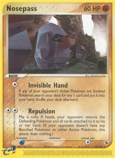 Nosepass Pokémon card from Ruby & Sapphire, number 18 (Standard print)