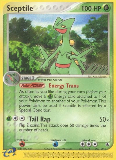 Sceptile Pokémon card from Ruby & Sapphire, number 20 (Standard print)