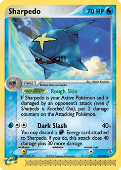Sharpedo Pokémon card, number 22