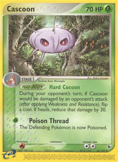 Cascoon Pokémon card from Ruby & Sapphire, number 26 (Standard print)