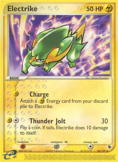 Electrike Pokémon card from Ruby & Sapphire, number 30 (Standard print)