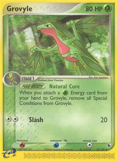 Grovyle Pokémon card from Ruby & Sapphire, number 32 (Standard print)