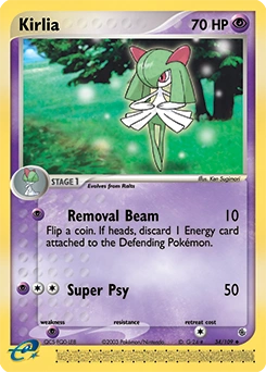Kirlia Pokémon card, number 34