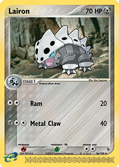 Lairon Pokémon card, number 36