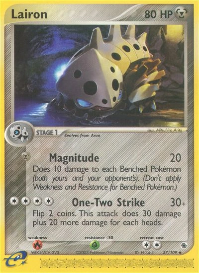 Lairon Pokémon card from Ruby & Sapphire, number 37 (Standard print)