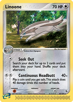Linoone Pokémon card, number 38