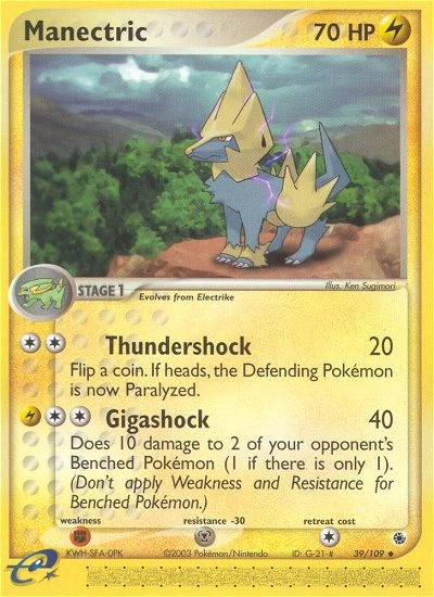 Manectric Pokémon card from Ruby & Sapphire, number 39 (Standard print)