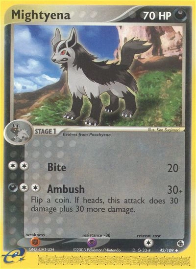 Mightyena Pokémon card from Ruby & Sapphire, number 42 (Standard print)