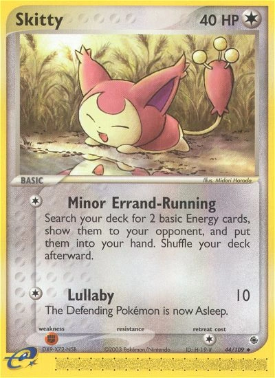 Skitty Pokémon card from Ruby & Sapphire, number 44 (Standard print)