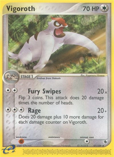 Vigoroth Pokémon card from Ruby & Sapphire, number 47 (Standard print)