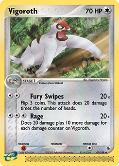 Vigoroth Pokémon card, number 47
