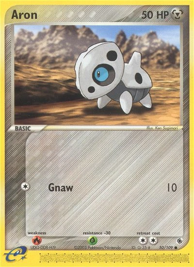Aron Pokémon card from Ruby & Sapphire, number 50 (Standard print)