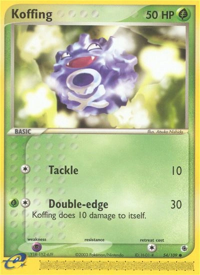 Koffing Pokémon card from Ruby & Sapphire, number 54 (Standard print)