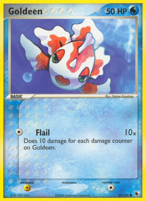 Goldeen Pokémon card from Ruby & Sapphire, number 55 (Standard print)