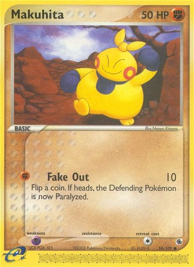 Makuhita Pokémon card from Ruby & Sapphire, number 58 (Standard print)