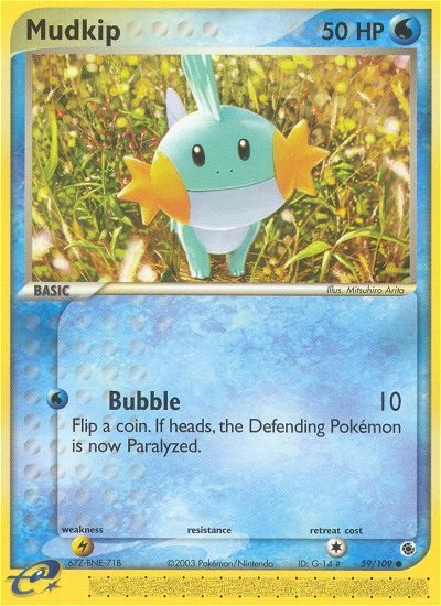 Mudkip Pokémon card from Ruby & Sapphire, number 59 (Standard print)