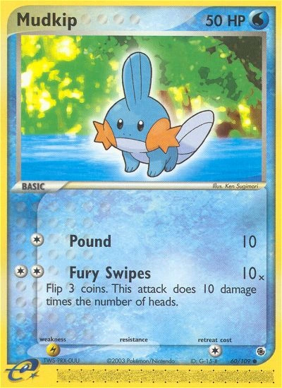 Mudkip Pokémon card from Ruby & Sapphire, number 60 (Standard print)