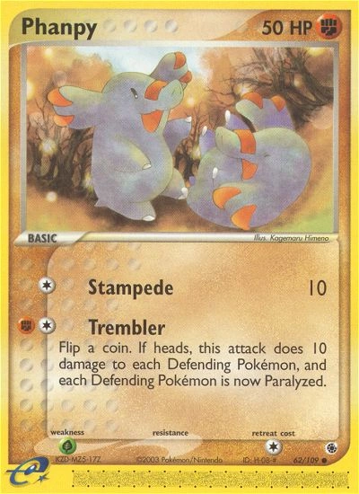 Phanpy Pokémon card from Ruby & Sapphire, number 62 (Standard print)