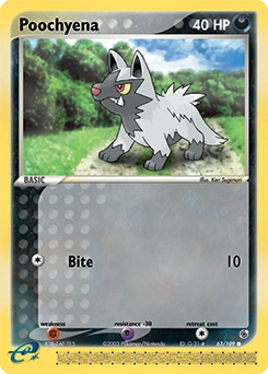 Poochyena Pokémon card, number 63