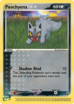 Poochyena Pokémon card, number 65