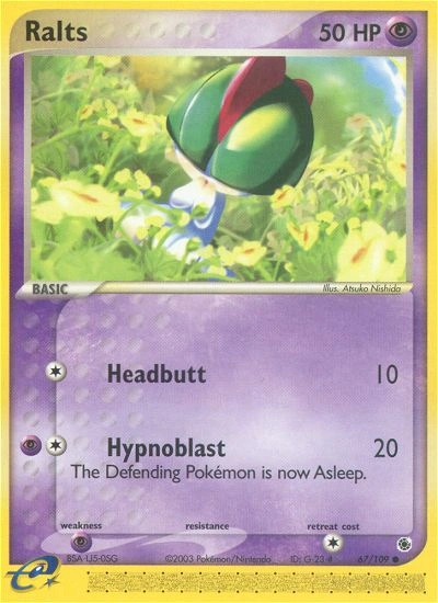 Ralts Pokémon card from Ruby & Sapphire, number 67 (Standard print)