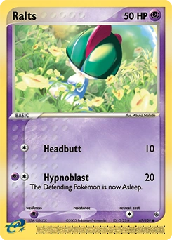 Ralts Pokémon card, number 67