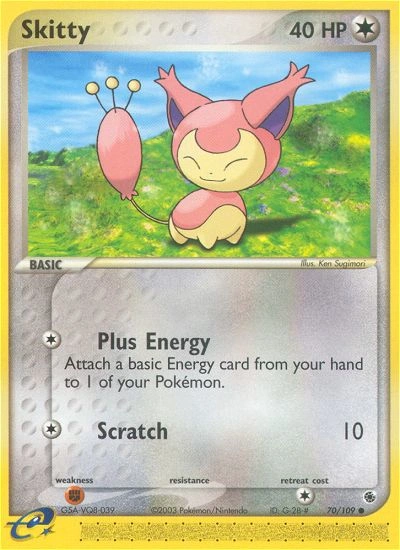 Skitty Pokémon card from Ruby & Sapphire, number 70 (Standard print)