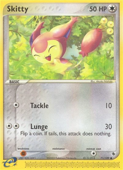 Skitty Pokémon card from Ruby & Sapphire, number 71 (Standard print)