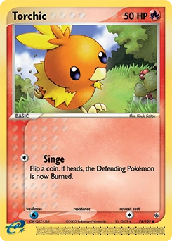 Torchic Pokémon card, number 74