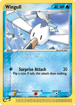 Wingull Pokémon card, number 77