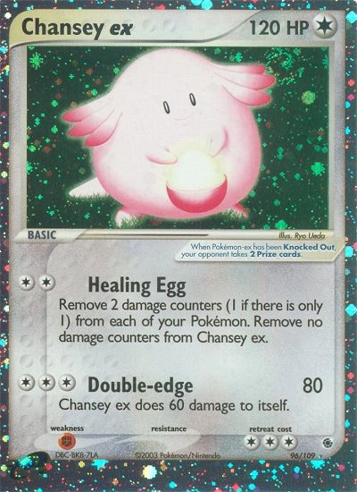 Chansey ex Pokémon card from Ruby & Sapphire, number 96 (Holo print)