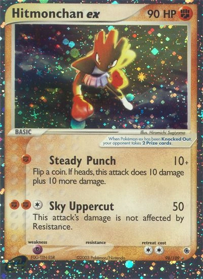 Hitmonchan ex Pokémon card from Ruby & Sapphire, number 98 (Holo print)